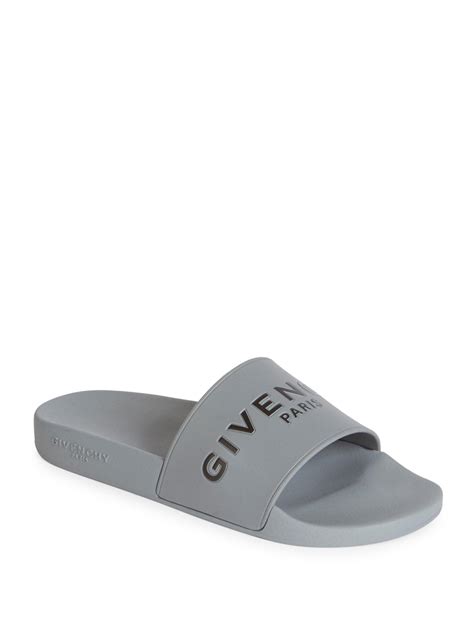 grey givenchy logo slides|Givenchy sandals.